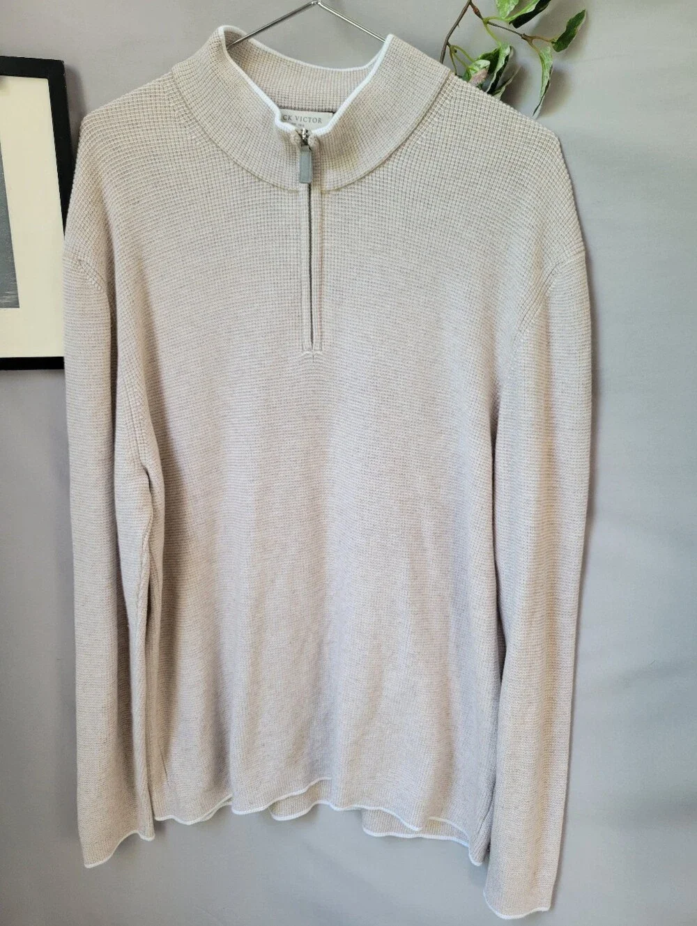 Jack Victor Daulac Quarter Zip Pullover Sweater Sand XXL